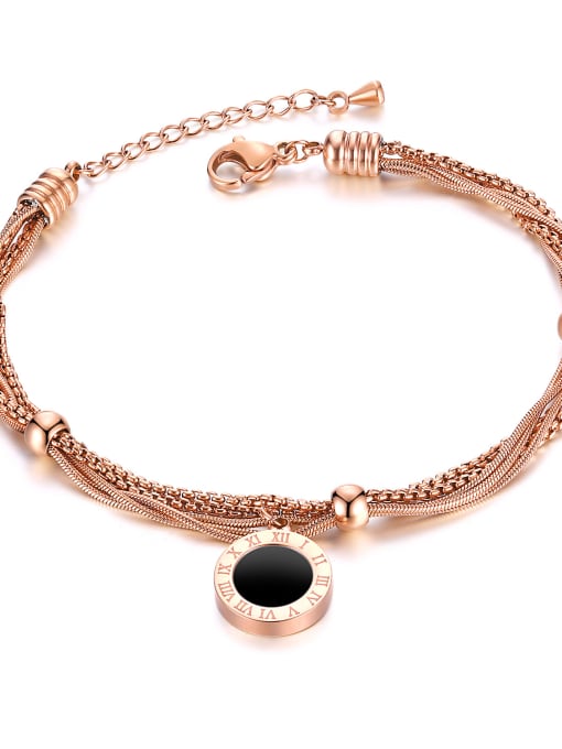 978M [Rose Gold] Stainless Steel With Rose Gold Plated Trendy Round Rome number Bracelets